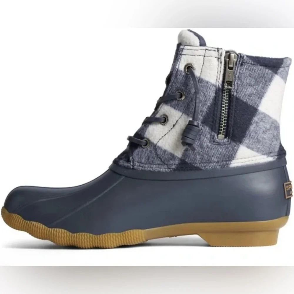 Sperry Women’s Saltwater Buffalo Check Duck Boot 7.5 NWOT